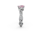 White gold Fancy Pink Oval  Cut Twisted Pavé Band Solitaire Ring with Four-Prong Setting_57