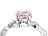 White gold Fancy Pink Oval  Cut Twisted Pavé Band Solitaire Ring with Four-Prong Setting_59