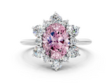 White gold Fancy Pink Oval  Diamond Cluster Halo Ring with Solitaire Band and Four-Prong Setting_20