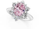 White gold Fancy Pink Oval  Diamond Cluster Halo Ring with Solitaire Band and Four-Prong Setting_21
