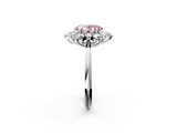 White gold Fancy Pink Oval  Diamond Cluster Halo Ring with Solitaire Band and Four-Prong Setting_22