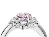 White gold Fancy Pink Oval  Diamond Cluster Halo Ring with Solitaire Band and Four-Prong Setting_24