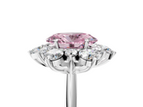 White gold Fancy Pink Oval  Diamond Cluster Halo Ring with Solitaire Band and Four-Prong Setting_25