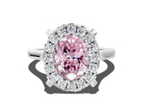 White gold Fancy Pink Oval  Diamond Cluster Halo Solitaire with Four-Prong Setting_88