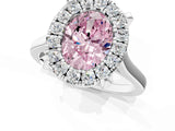 White gold Fancy Pink Oval  Diamond Cluster Halo Solitaire with Four-Prong Setting_90