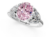 White gold Fancy Pink Oval  Diamond Cluster Leaf Design Ring with Prong Setting_72