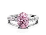 White gold Fancy Pink Oval  Diamond Cluster Prong-Set Solitaire Ring_23