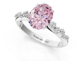 White gold Fancy Pink Oval  Diamond Cluster Prong-Set Solitaire Ring_24