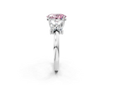 White gold Fancy Pink Oval  Diamond Floral Cluster Ring with Solitaire Band and Prong Setting_66