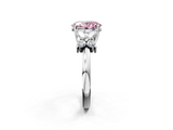 White gold Fancy Pink Oval  Diamond Floral Cluster Ring with Solitaire Band and Prong Setting_67