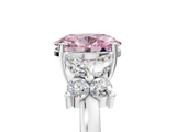 White gold Fancy Pink Oval  Diamond Floral Cluster Ring with Solitaire Band and Prong Setting_70