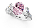 White gold Fancy Pink Oval  Diamond Floral Vine Solitaire Engagement Ring_4