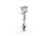 White gold Fancy Pink Oval  Diamond Floral Vine Solitaire Engagement Ring_5