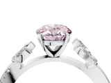 White gold Fancy Pink Oval  Diamond Floral Vine Solitaire Engagement Ring_7