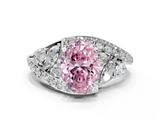 White gold Fancy Pink Oval  Diamond Halo Ring with Marquise and Pavé Band in Prong Setting_85