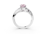 White gold Fancy Pink Oval  Diamond Halo Ring with Marquise and Pavé Band in Prong Setting_88