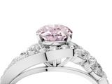 White gold Fancy Pink Oval  Diamond Halo Ring with Marquise and Pavé Band in Prong Setting_89