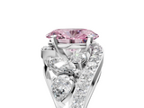 White gold Fancy Pink Oval  Diamond Halo Ring with Marquise and Pavé Band in Prong Setting_90