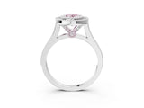 White gold Fancy Pink Oval  Diamond Halo Ring with Milgrain Frame and Pavé Band_75