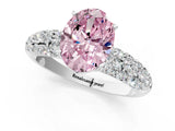 White gold Fancy Pink Oval  Diamond Pavé Band Solitaire Ring with Four-Prong Setting_49