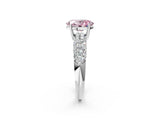 White gold Fancy Pink Oval  Diamond Pavé Band Solitaire Ring with Four-Prong Setting_51