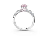 White gold Fancy Pink Oval  Diamond Pavé Band Solitaire Ring with Four-Prong Setting_52