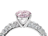 White gold Fancy Pink Oval  Diamond Pavé Band Solitaire Ring with Four-Prong Setting_53