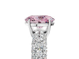 White gold Fancy Pink Oval  Diamond Pavé Band Solitaire Ring with Four-Prong Setting_54