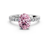 White gold Fancy Pink Oval  Diamond Pavé Band Solitaire with Four-Prong Setting_215