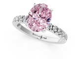 White gold Fancy Pink Oval  Diamond Pavé Band Solitaire with Four-Prong Setting_216
