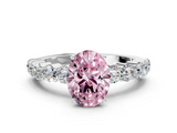 White gold Fancy Pink Oval  Diamond Pavé Band Solitaire with Four-Prong Setting_3