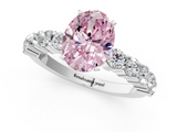 White gold Fancy Pink Oval  Diamond Pavé Band Solitaire with Four-Prong Setting_4