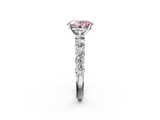 White gold Fancy Pink Oval  Diamond Pavé Band Solitaire with Four-Prong Setting_5