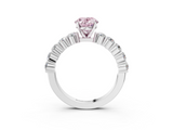 White gold Fancy Pink Oval  Diamond Pavé Band Solitaire with Four-Prong Setting_6