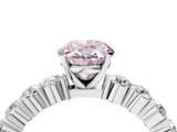 White gold Fancy Pink Oval  Diamond Pavé Band Solitaire with Four-Prong Setting_7