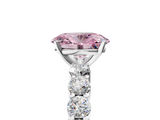 White gold Fancy Pink Oval  Diamond Pavé Band Solitaire with Four-Prong Setting_8