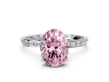 White gold Fancy Pink Oval  Diamond Pavé Band with Six-Prong Setting_27