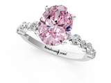 White gold Fancy Pink Oval  Diamond Prong Set Engagement Ring with Pave Band_200
