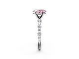 White gold Fancy Pink Oval  Diamond Prong Set Engagement Ring with Pave Band_201