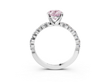White gold Fancy Pink Oval  Diamond Prong Set Engagement Ring with Pave Band_202
