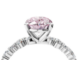 White gold Fancy Pink Oval  Diamond Prong Set Engagement Ring with Pave Band_203