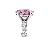 White gold Fancy Pink Oval  Diamond Prong Set Engagement Ring with Pave Band_204