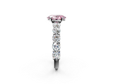 White gold Fancy Pink Oval  Diamond Prong Setting with Side Stones on a Pave Band_104