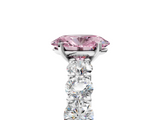 White gold Fancy Pink Oval  Diamond Prong Setting with Side Stones on a Pave Band_107