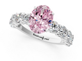 White gold Fancy Pink Oval  Diamond Prong Setting with Side Stones on a Pave Band_109