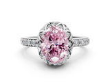 White gold Fancy Pink Oval  Diamond Solitaire Ring with Shared Prong Pavé Band_25