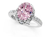 White gold Fancy Pink Oval  Diamond Solitaire Ring with Shared Prong Pavé Band_26