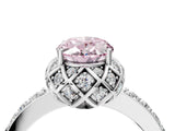 White gold Fancy Pink Oval  Diamond Solitaire Ring with Shared Prong Pavé Band_29