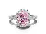 White gold Fancy Pink Oval  Diamond Solitaire Ring with Shared Prong Pavé Band_66