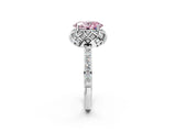 White gold Fancy Pink Oval  Diamond Solitaire Ring with Shared Prong Pavé Band_68